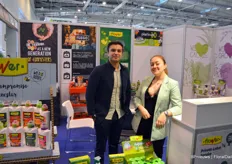 Awais Naveed and Anna Maria Lupu with Flower, a Spanish production company of growing media, fertilizers and many other products.
